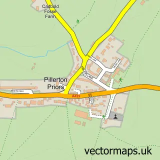 Street map sample of Pillerton Priors, Warwickshire