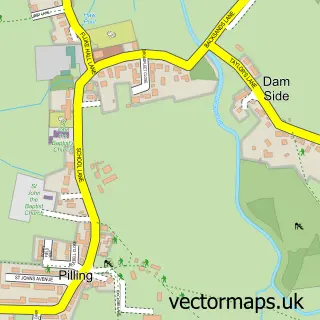 Street map sample of Pilling, Lancashire