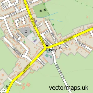 Street map sample of Pilsley, Derbyshire