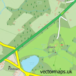 Street map sample of Piltdown, East Sussex