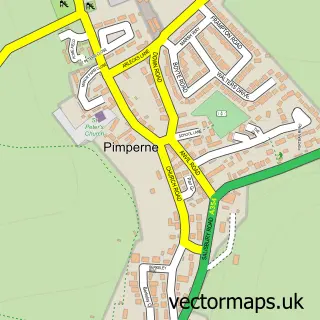 Street map sample of Pimperne, Dorset