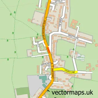 Street map sample of Pinvin, Worcestershire