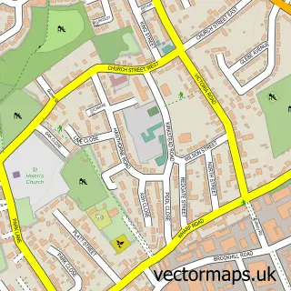 Street map sample of Pinxton, Derbyshire