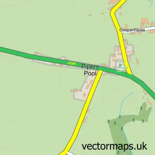 Street map sample of Pipers Pool, Cornwall