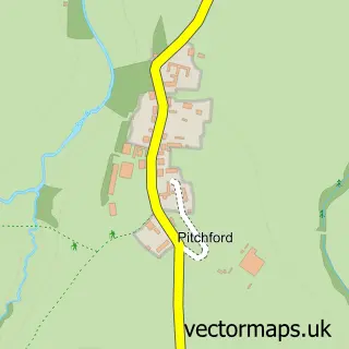Street map sample of Pitchford, Shropshire