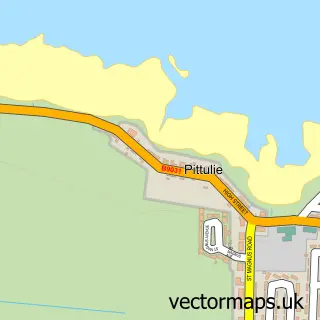 Street map sample of Pittulie, Aberdeenshire