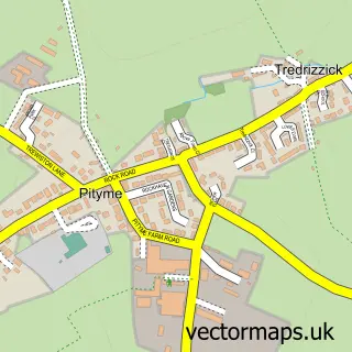 Street map sample of Pityme, Cornwall