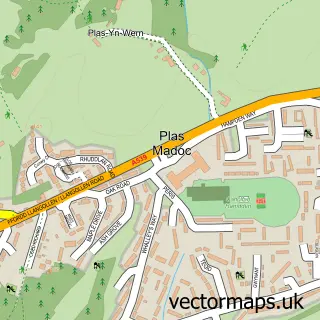 Street map sample of Plas Madoc, Clwyd