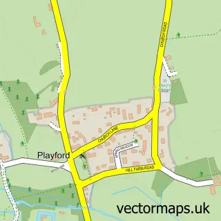 Street map sample of Playford, Suffolk