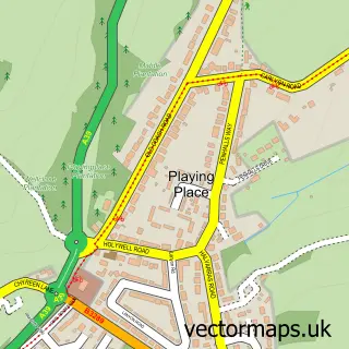 Street map sample of Playing Place, Cornwall