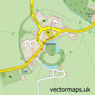Street map sample of Pleshey, Essex