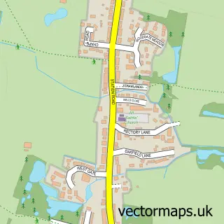 Street map sample of Plumpton Green, East Sussex