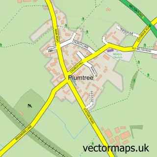 Street map sample of Plumtree, Nottinghamshire