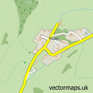 Street map sample of Plush, Dorset