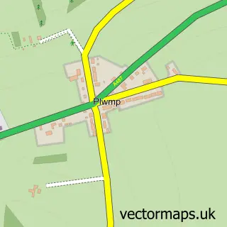 Street map sample of Plwmp, Dyfed