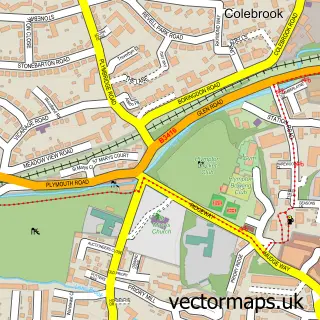 Street map sample of Plympton, Devon