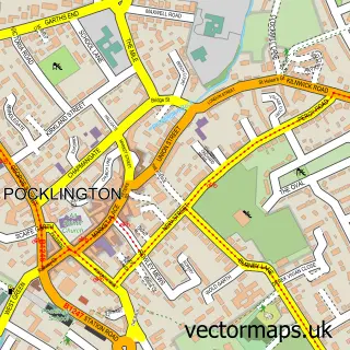 Street map sample of Pocklington, East Riding of Yorkshire