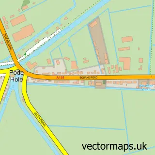 Street map sample of Pode Hole, Lincolnshire
