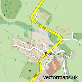 Street map sample of Podington, Bedfordshire