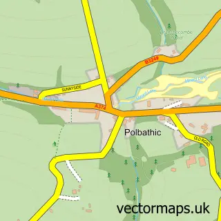 Street map sample of Polbathic, Cornwall