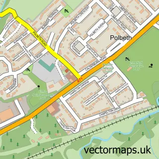 Street map sample of Polbeth, West Lothian
