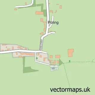Street map sample of Poling, West Sussex