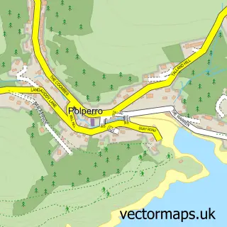 Street map sample of Polperro, Cornwall