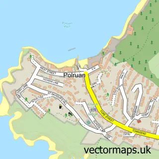 Street map sample of Polruan, Cornwall