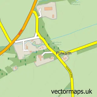 Street map sample of Polwarth, Berwickshire