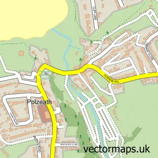 Street map sample of Polzeath, Cornwall