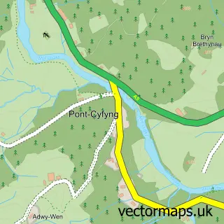 Street map sample of Pont Cyfyng, Clwyd