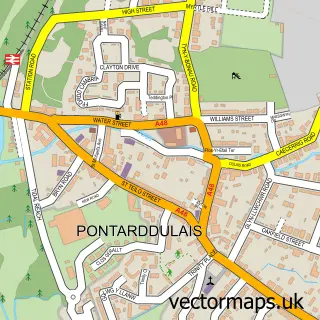 Street map sample of Pontarddulais, West Glamorgan