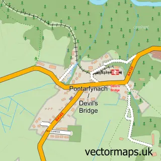 Street map sample of Pontarfynach, Dyfed