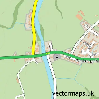 Street map sample of Pontargothi, Dyfed