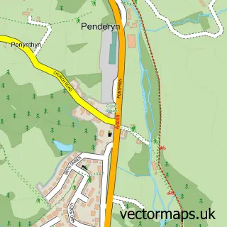 Street map sample of Pontbren, Mid Glamorgan