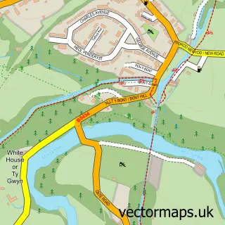Street map sample of Pontcysyllte, Clwyd