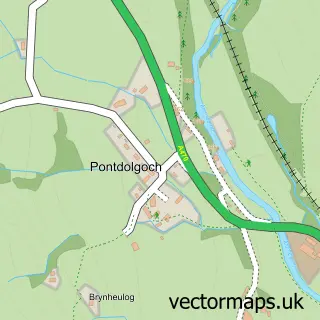 Street map sample of Pont-dôl-goch, Powys