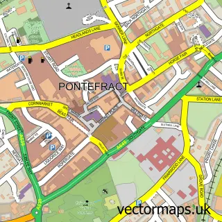 Street map sample of Pontefract, West Yorkshire