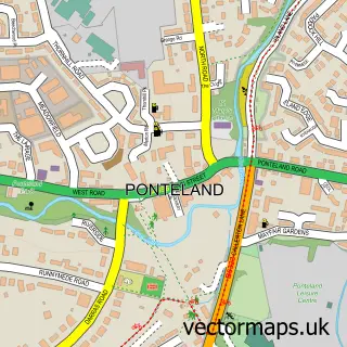 Street map sample of Ponteland, Northumberland
