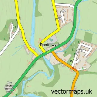 Street map sample of Ponterwyd, Dyfed