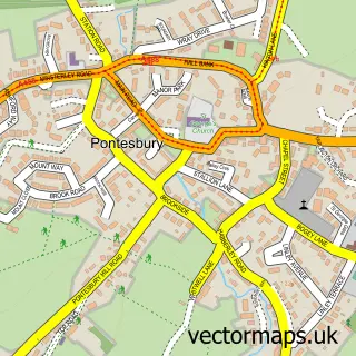 Street map sample of Pontesbury, Shropshire