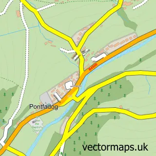 Street map sample of Pontfadog, Clwyd