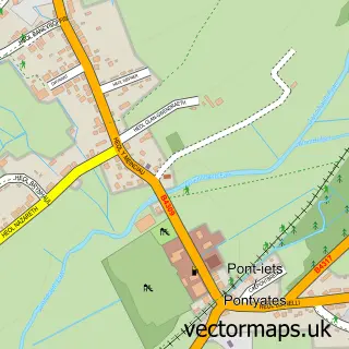 Street map sample of Pont-iets, Dyfed