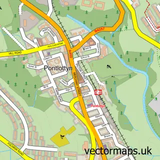 Street map sample of Pontlottyn, Gwent
