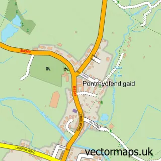 Street map sample of Pontrhydfendigaid, Dyfed