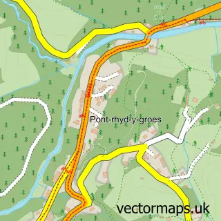 Street map sample of Pont-rhyd-y-groes, Dyfed