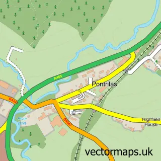 Street map sample of Pontrilas, Herefordshire