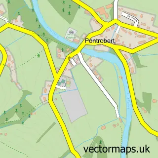 Street map sample of Pontrobert, Powys