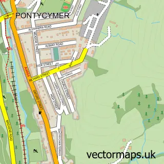 Street map sample of Pontycymer, Mid Glamorgan