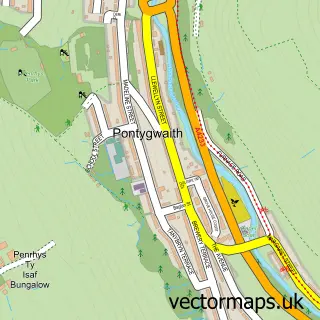 Street map sample of Pontygwaith, Mid Glamorgan
